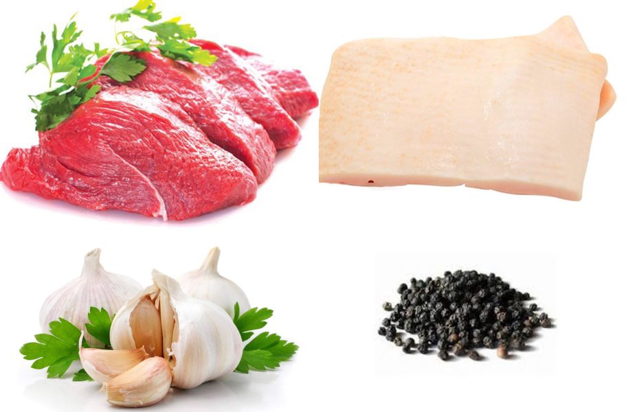 Nguyên liệu cần chuẩn bị khi làm giò bò