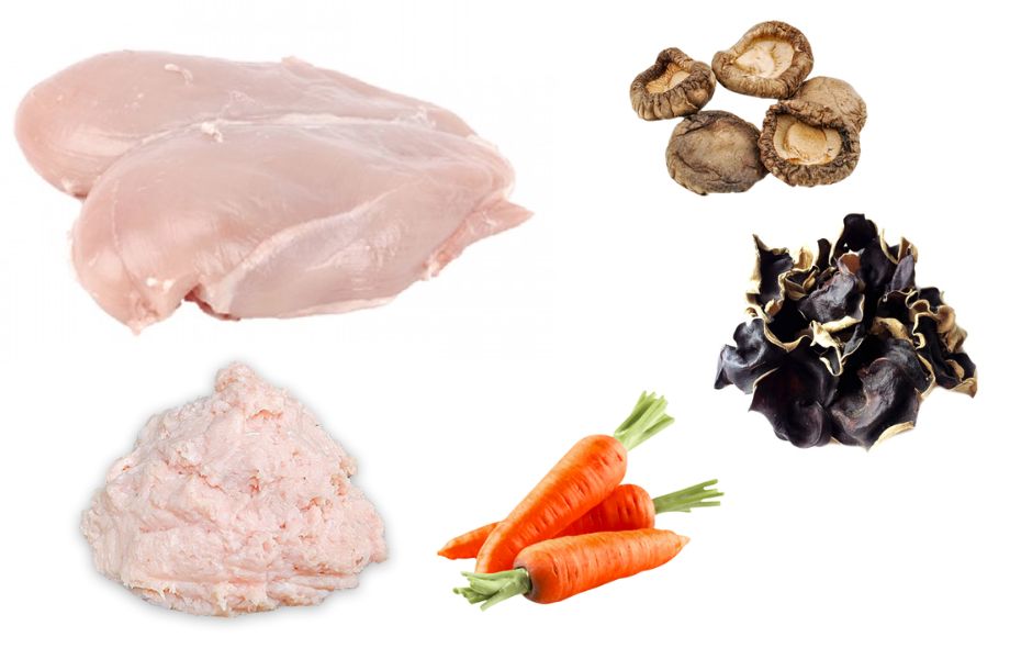 Nguyên liệu làm chả ức gà nấm hương